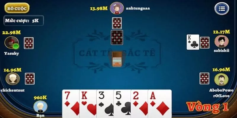 Cách chơi bài Catte 6 lá theo từng vòng